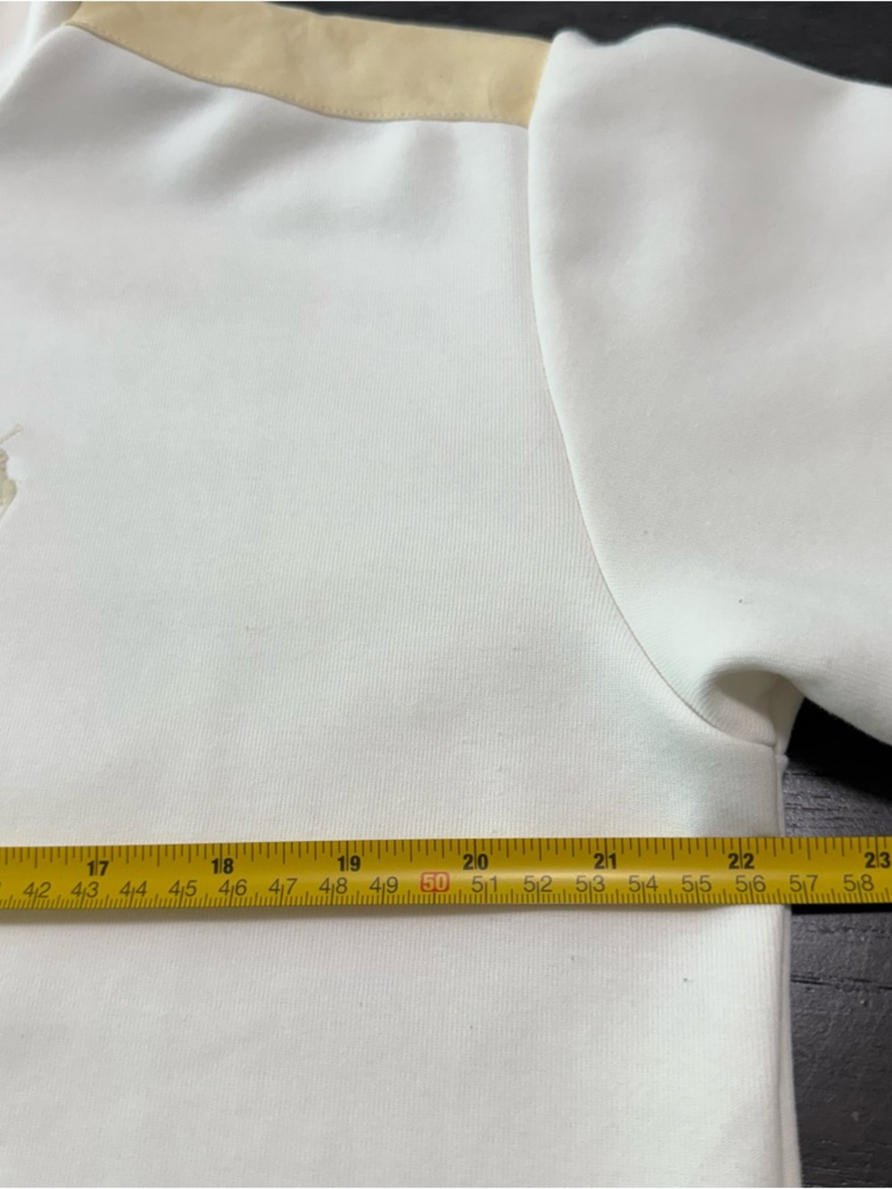 POLO RALPH LAUREN Women White Turtleneck Pullover Leather Shoulder Panels Sz M - Picture 4 of 6